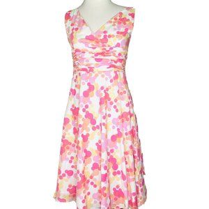 NEW Maggy London Dress Size 2 Pink Sleeveless Polka Dot A-Line Lined V neck